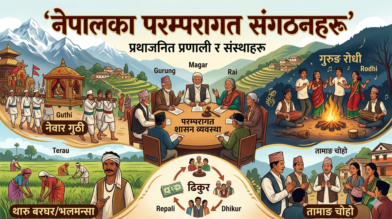 Traditional organizations/customary systems or institutions/traditional governance systems of different ethnic groups